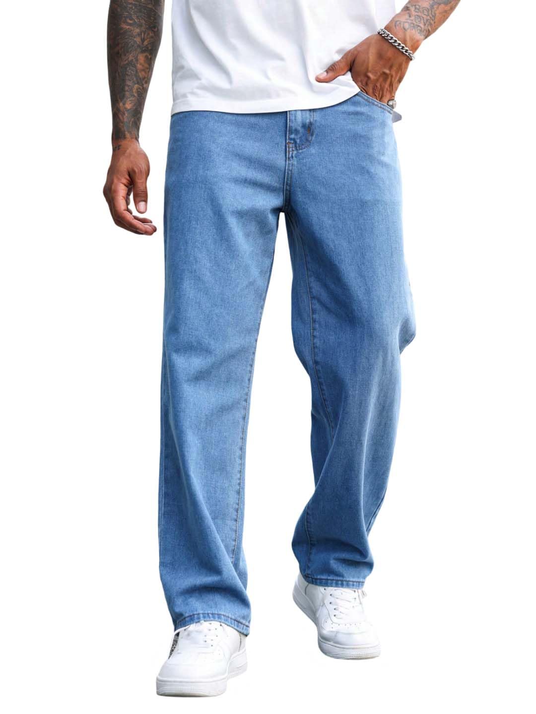 Kotty MenS Solid Zero Gravity Baggy Storm Breaker Shadow Jeans(Blue,30)