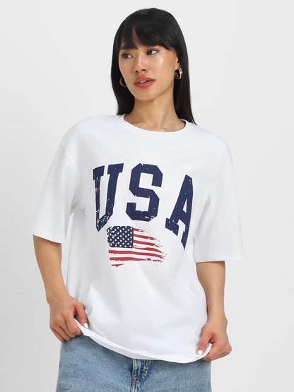 Juneberry 100% Pure Cotton Oversized Loose Baggy Fit Drop Shoulder Cool Graphic Prinred Half Sleeve T-Shirts For Women & Girls (