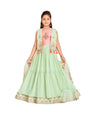 Aarika Girls Ethnic Wear Peach Colour Thread Sequin Embroidery Silk Lehenga Choli Set With Jacket (8-16 Years)