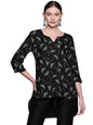 ZIYAA Floral Regular Fit Women's Black Rayon Printed Tunic