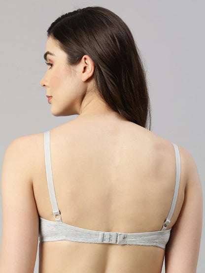 Enamor A039 Perfect Coverage Supima Cotton T-Shirt Bra- Padded Wirefree & Medium Coverage GREYMELANGE