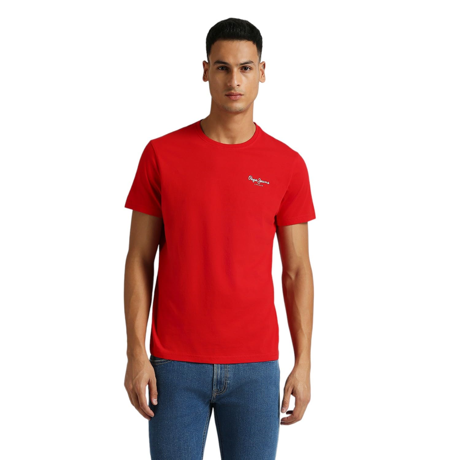 Pepe Jeans MenS Solid Slim Fit T-Shirt (Pm509666 Classsic Red