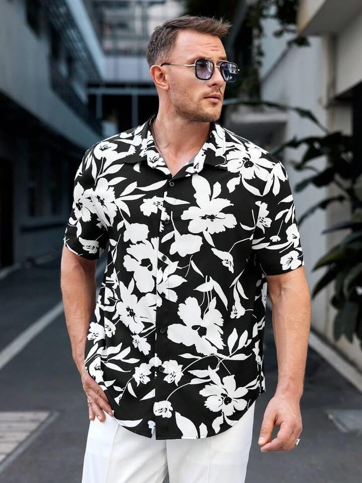 LookMark Mens Cotton Blend Casual Beach Wear Shirts | Stylish Printed Shirts for Men | Comfortable Summer Wear | Party, Vacatio