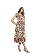 Stylum Womens Floral Printed Cotton A-Line Dress Brown