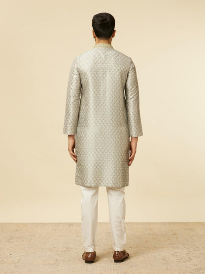 Manyavar Green Art Silk Embroidery Kurta Pyjama Set