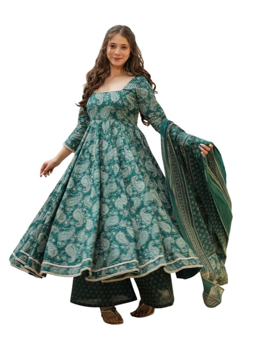 Wedani Anarkali Set for Women Green