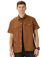 Thomas Scott Solid Double Pocket Boxy Fit Casual Shirts for Mens Brown