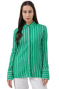 Allen Solly Women Regular Fit Striped Graphic Casual Linen T-Shirt