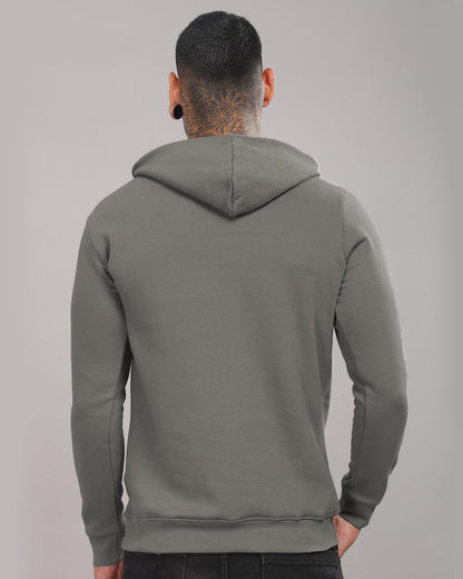 ADRO Mens Cotton Neck Hooded Sweatshirt (H24-M-PLN-SG_Steel Grey