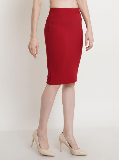 POPWINGS Casual Solid Back Slit Pencil Skirt for Women || Knee-Length Pencil Skirt for Women || Latest Stylish Formal Skirt for