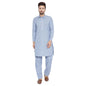 SOJANYA (Since 1958 Men's Grey Cotton Blend Pathani Kurta Sets