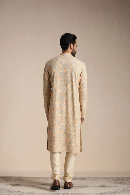 Manyavar Kurta Set For Men, Full Sleeves Mandarin Collar Ethnic MenS Kurta Set For Engagement, Wedding, Party Blended Cotton Pr