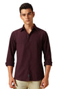 Dennis Lingo Men Textured Cotton Poly Regular Fit Full Sleeves Shirts Maroon