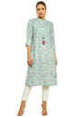 Soch Women Green Linen Floral Print Kurta
