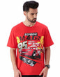 Veirdo Mens Original Disney Cotton Oversize Loose Baggy Fit Round Neck Short Sleeve Pixar Cars Printed T-Shirt