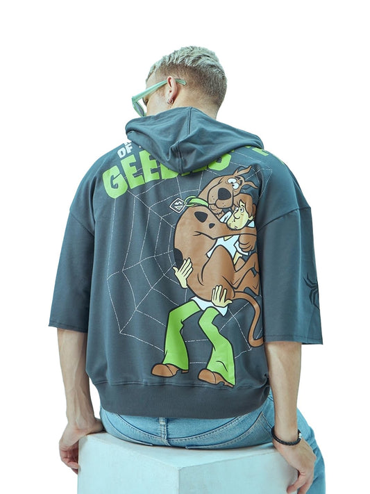 Bewakoof Official Scooby Doo Merchandise Mens Graphic Printed Super Loose Fit Hoodies_ 601614_ Grey_XL