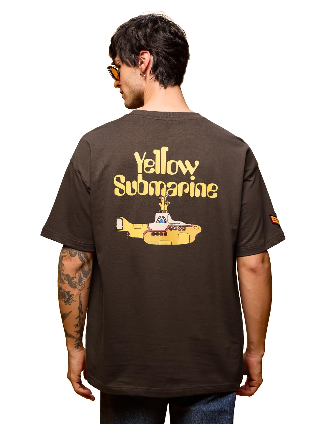 The Souled Store Official The Beatles: Yellow Submarine Oversized T-Shirt for Men Boys Cotton Casual Half Sleeves Baggy Loose Fi