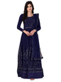 Fashion Basket Women'S Gerogette Blue Anarkali Kurta Pent With Dupatta Set