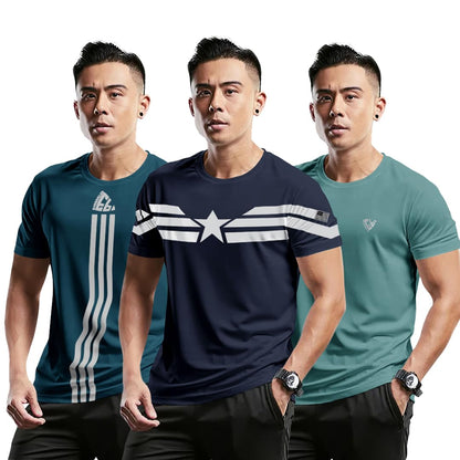 Noble Monk Men Regular Fit T-Shirt (Combo Pack Of 3)| Half Sleeve | Self Design | Casual T Shirt For Men