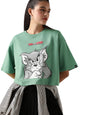 Bewakoof Heavy Duty 1.0 Official Tom & Jerry Merchandise Womens Graphic Print Oversized Fit Half Sleeve Round Neck Terry Short