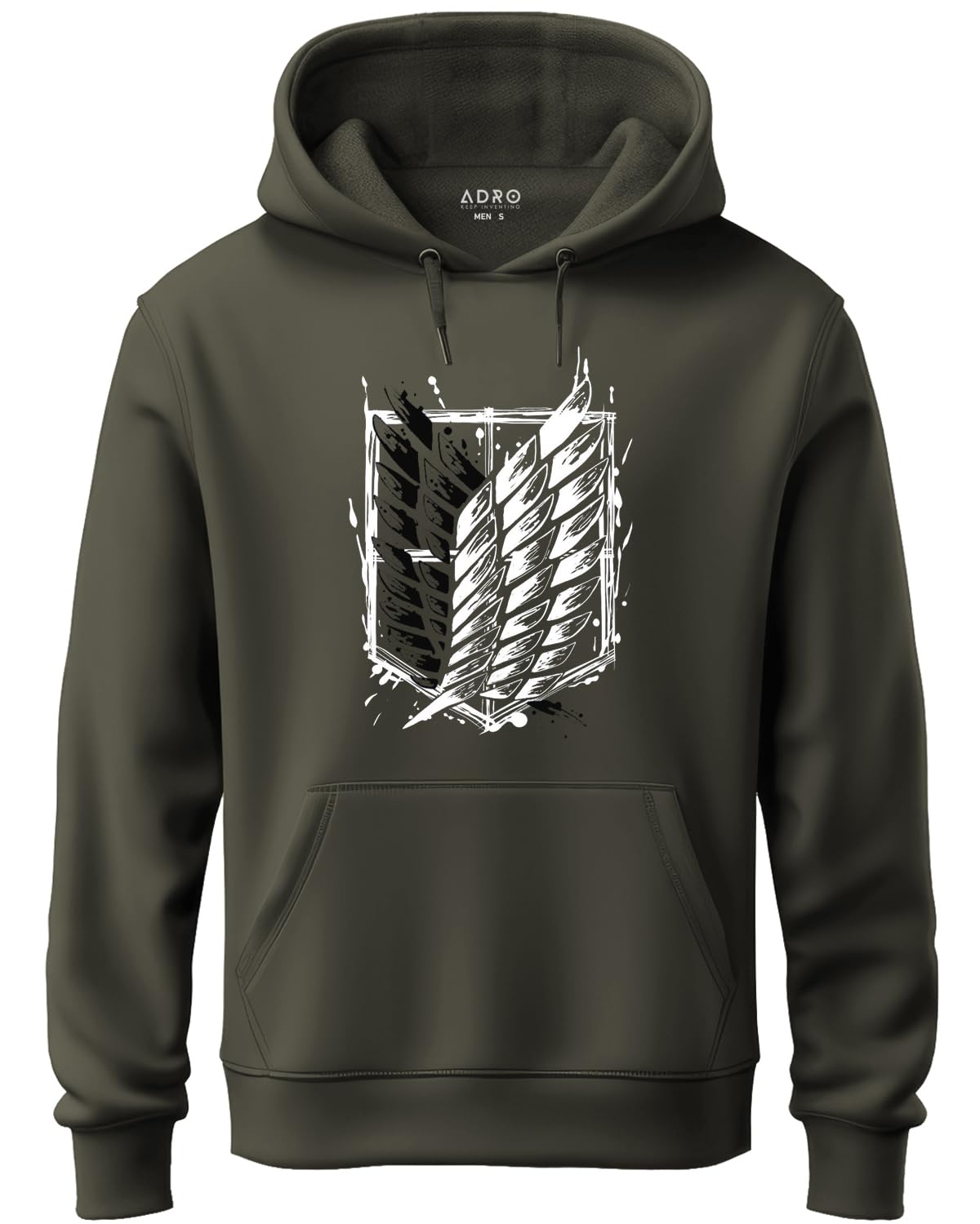 ADRO Men's Cotton Neck Hooded Sweatshirt (H22-M-AR2-OL_Olive)