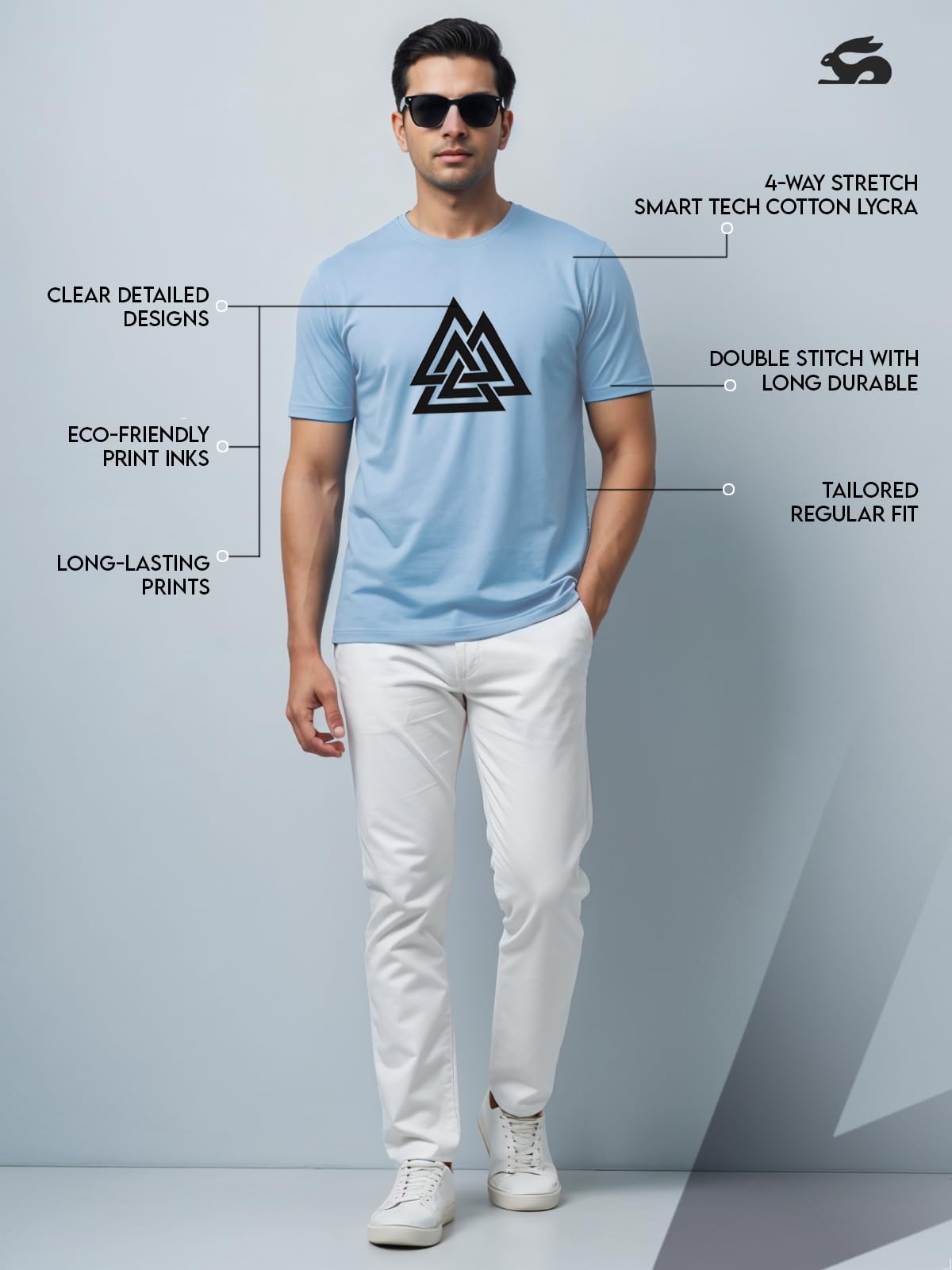 ADRO Triangle Mens Printed T-Shirt (RNR-M-TKT-SK_SkyBlue)