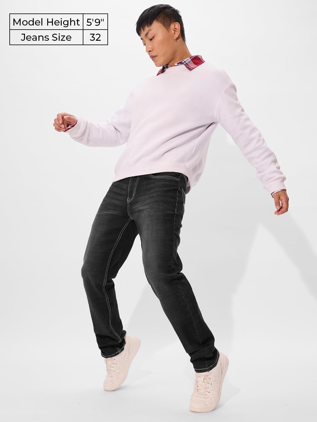 The Souled Store DenimOriginals: Charcoal Grey Men and Boys Buttoned Solid Cotton Blend Classic Fit Jeans