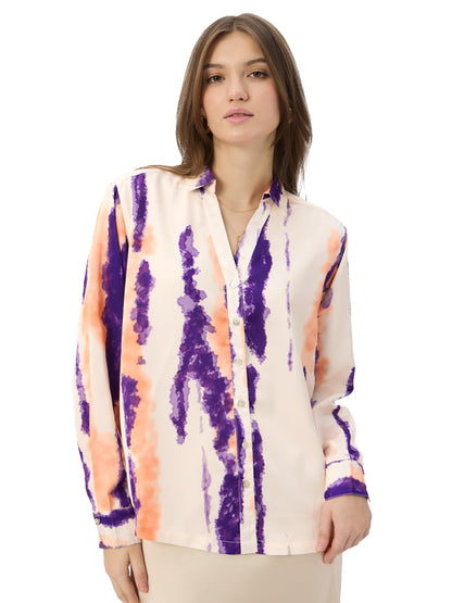 The Souled Store Satin Shirt: Nebula Women & Girls Long Sleeve Collared Neck Button Down Relaxed Fit Cotton Shirts