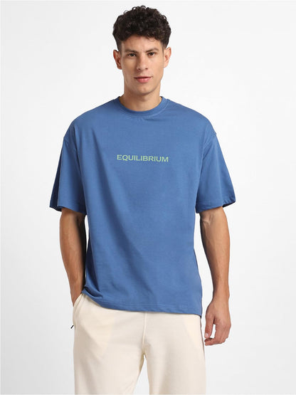 Nobero MenS Graphic Print Oversized Fit T-Shirt (1M-Twrt-C0934_Marine