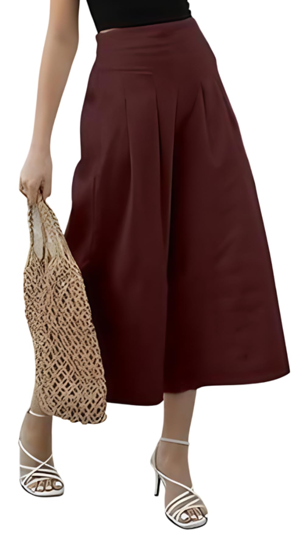 OOMPH! Cotton Linen Palazzo Pant for Women | Womens High Rise High Waist Trousers Flowy Wide Leg Plazzo Pant Trouser with Pocke