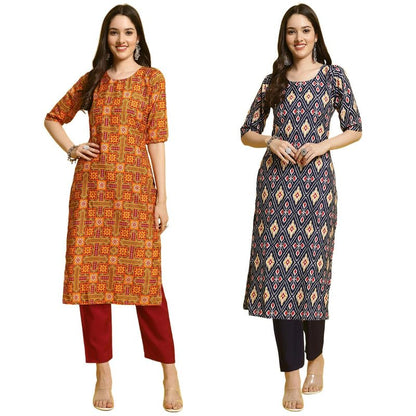 Pinkmint WomenS Printed Crepe Straight Kurta And Pant Set Round Neck Kurta And Pant Set For Women