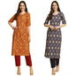 Pinkmint WomenS Printed Crepe Straight Kurta And Pant Set Round Neck Kurta And Pant Set For Women