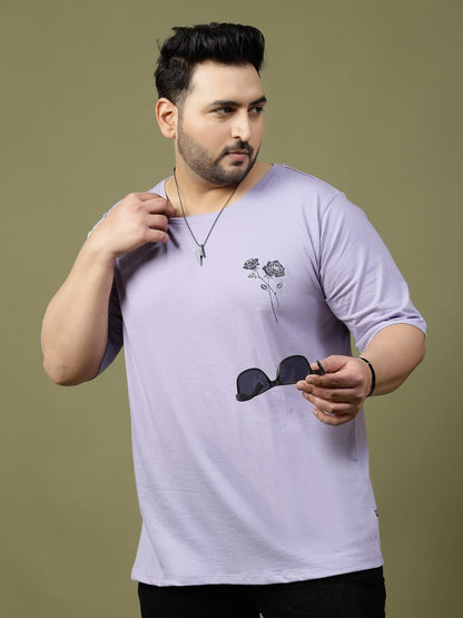 Rigo Printed Oversized T-Shirts | Plus Size Oversized Tees for Men | Drop Shoulder T-Shirt for Man Light Purple