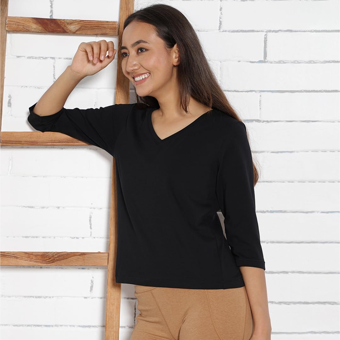 BlissClub Women The Last tee | Stays New for 750+ Days |10X Durable | V Neck | Womens t-Shirt |  Sleeves | Hip Covering | Cotton
