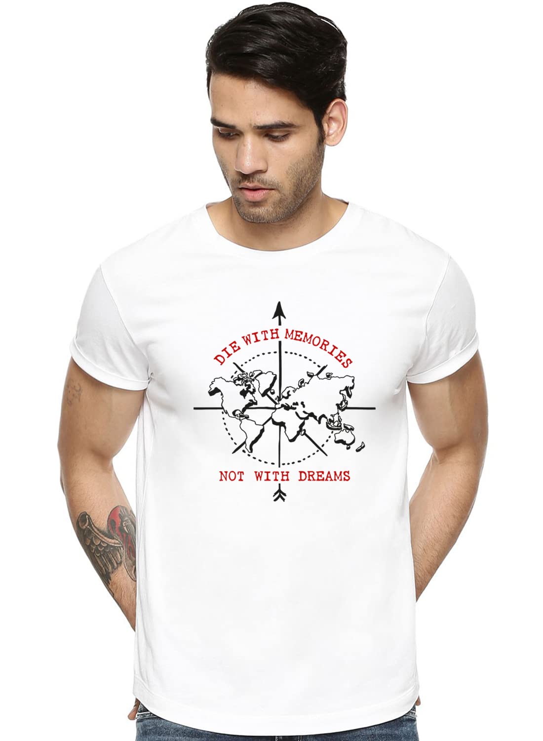 Adro Die With Memories Not With Dreams Mens Printed T-Shirt (L)