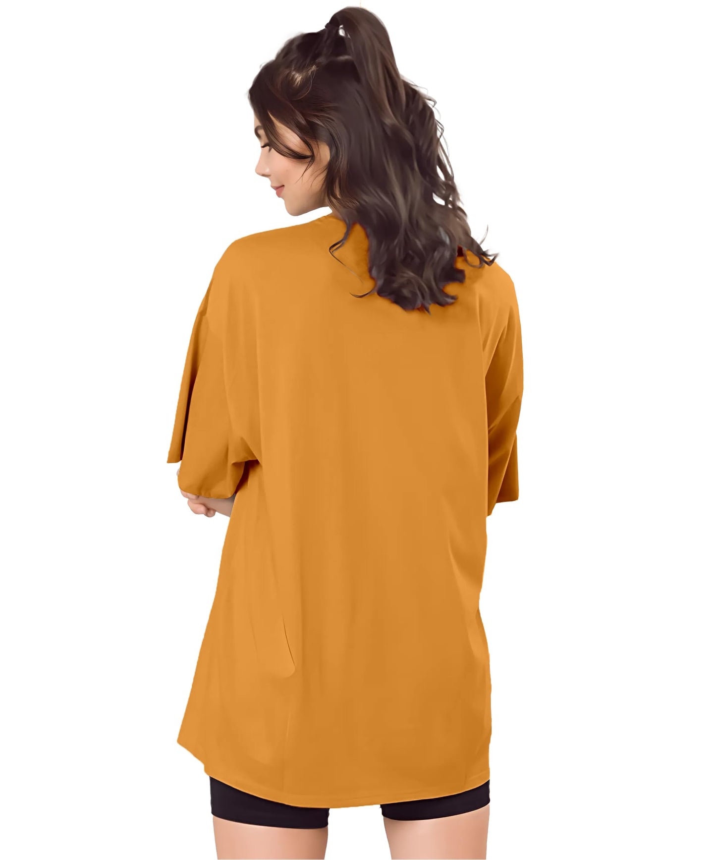SHODOX Bio-Washed Anti Bacterial 100% Pure Cotton Womens Oversized Solid T-Shirt | Cozy Soft, Less Wrinkles Loose Fit, Drop Shou