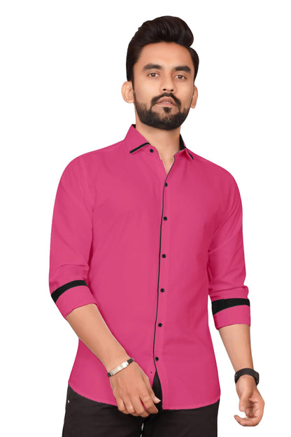 Besix MenS Rayon Blend Solid Shirt With Spread Collared Full Sleeve Button Closure Curved Hem Straight Length | Shirts For Men