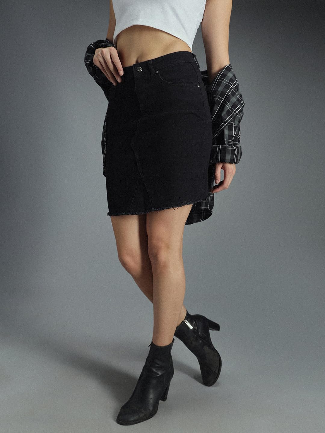 High Star Cotton Bodycon Skirt Black