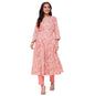 Fabindia WomenS Cotton Printed Slim Long Kurta (1038211Peach_Peach