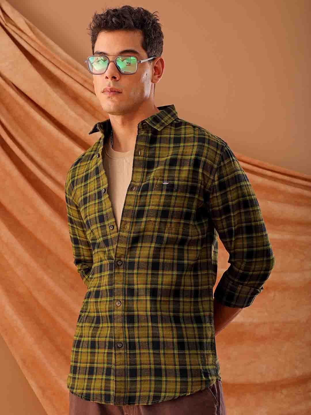 The Indian Garage Co Mens Slim Fit Shirt (1223-SHBCYD-07-02_Green