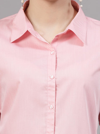 Style Quotient Women Solid Pink Regular Formal Shirt