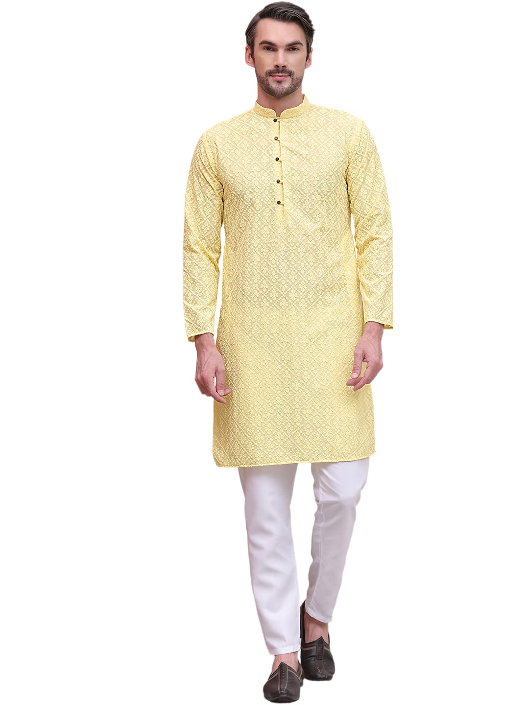 Jompers Mens Floral Cotton Kurta Pyjama Set