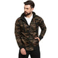 Campus Sutra Mens Olive Green Camouflage Printed Zipper Sweatshirt Regular Relaxed Fit for Casual Wear | Structured Hoodie Craf