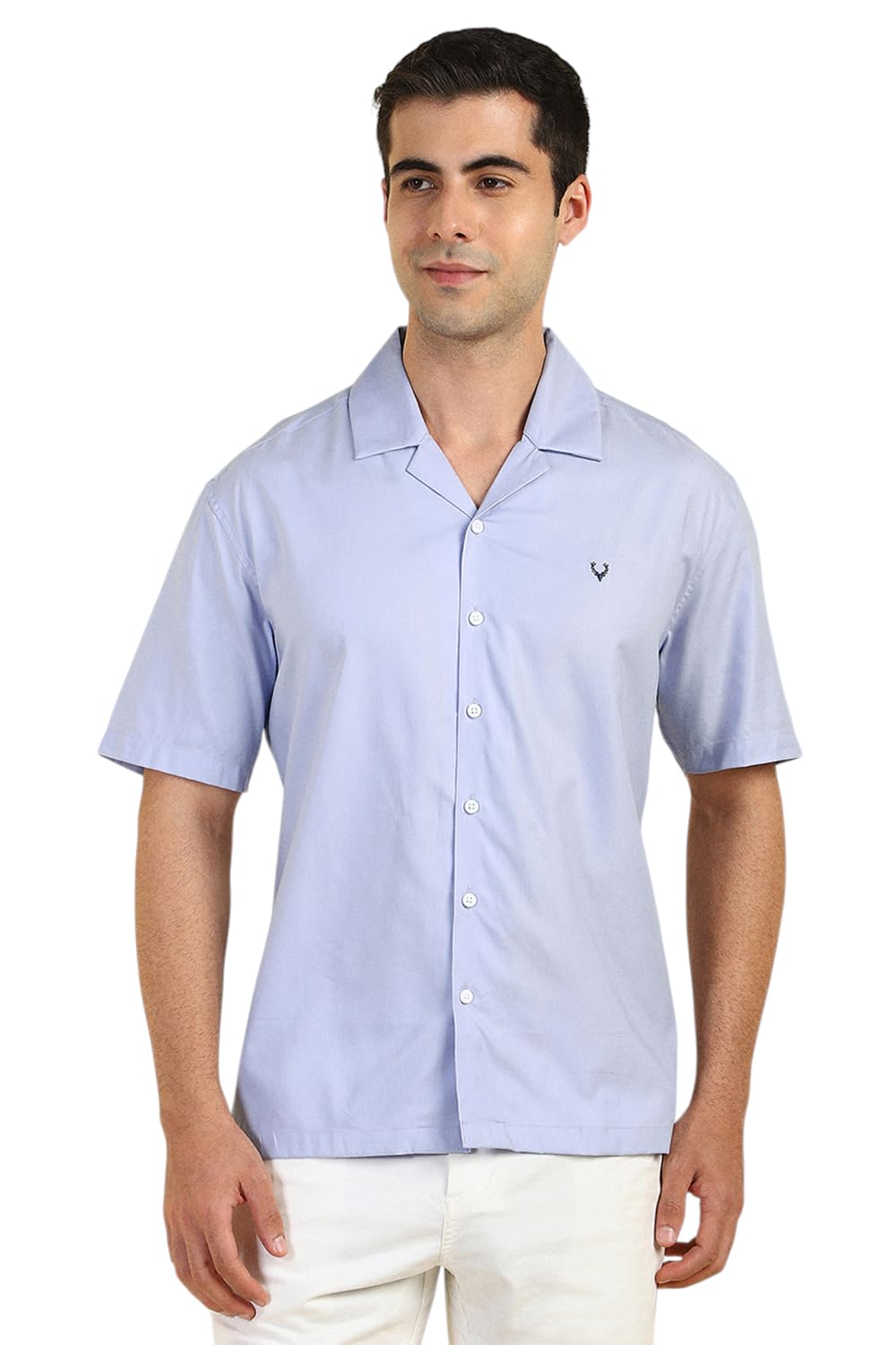 Allen Solly Men Relaxed Fit Solid Casual Short Sleeve Shirt