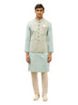 Manyavar Mens Blue Brocade JACQUARD Jacket