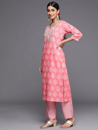 Libas Womens Pure Cotton Kurta Sets (34187_Coral