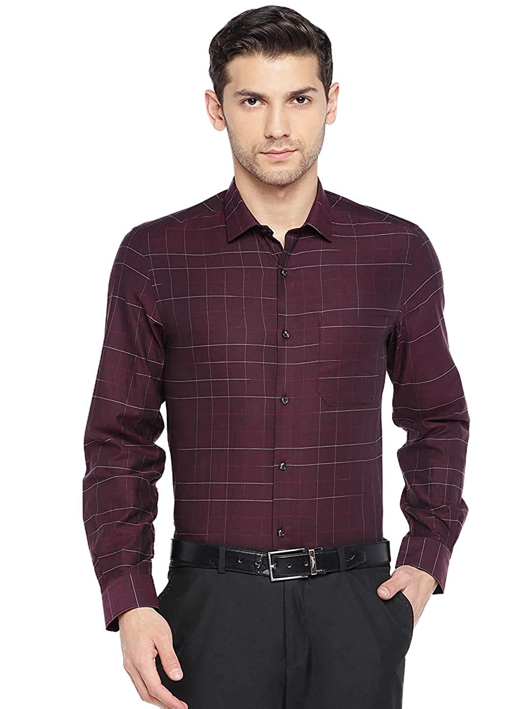 Turtle Men 100% Cotton Grey Solid Slim Fit Formal Shirt