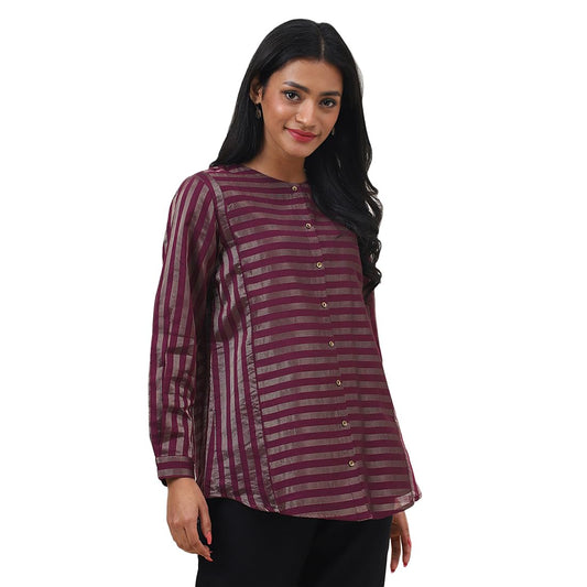 Fabindia WomenS Regular Tunic Shirt (102567402_Wine