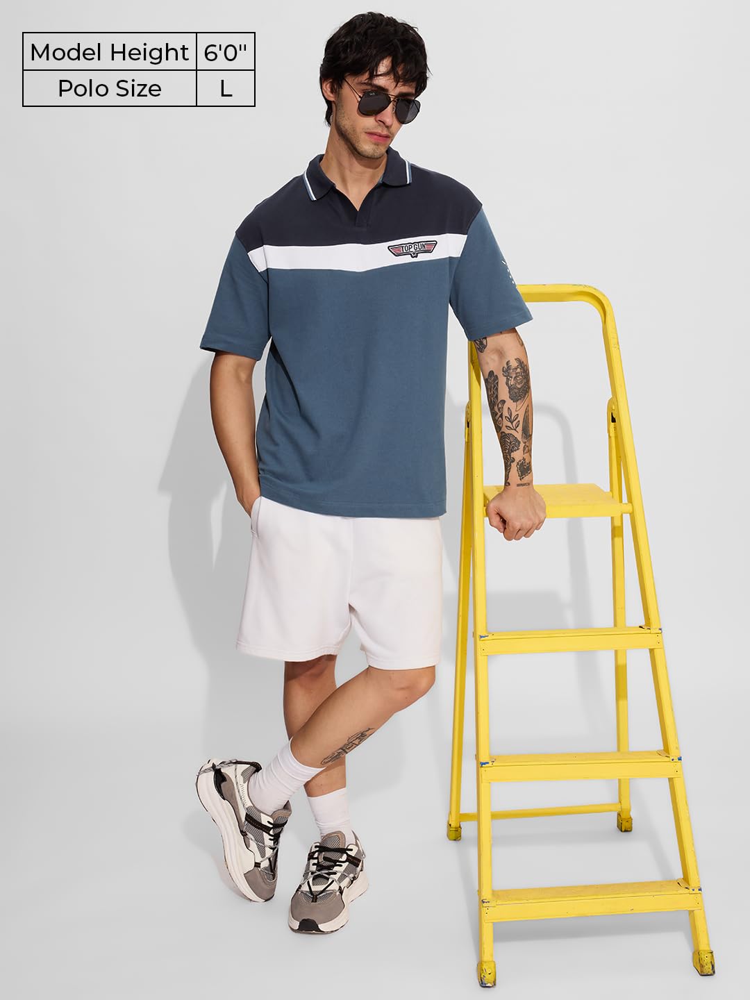 The Souled Store Official Top Gun: 1986 Men and Boys Short Sleeves Collared Neck Blue Graphic Printed Regular Fit Cotton Blend P