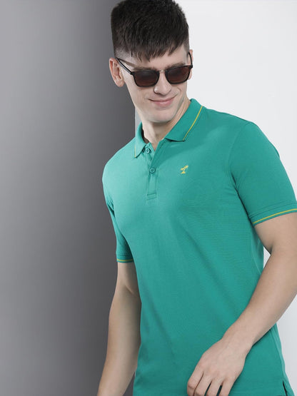 The Indian Garage Co Men Slim Fit Solid Polo Collar Tshirt